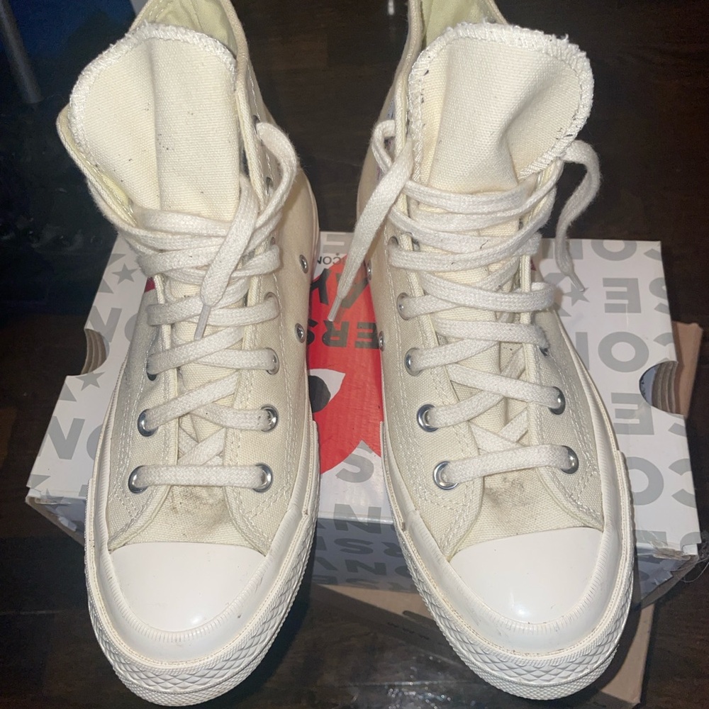 Comme des Garcons PLAY Cream High-Top Sneakers